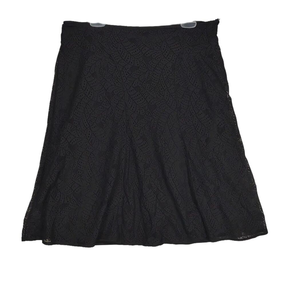 Worthington Women's‎ 14 36" Black Lace Leaves A-Line Midi Skirt Whimsigoth Goth
